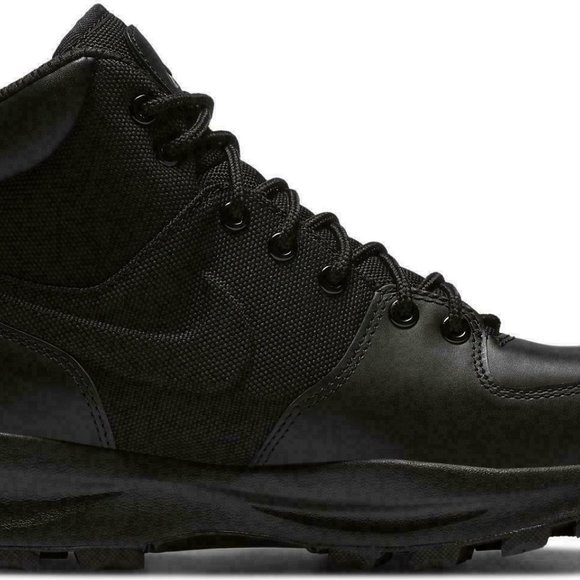 Nike Manoa Water Resistant Leather Boots Triple Black 456975-001 Mens - Picture 4 of 7
